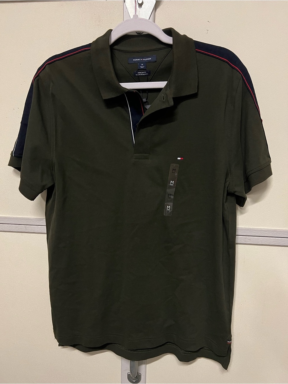 Tommy Hilfiger Olive Green Polo with Navy Contrast